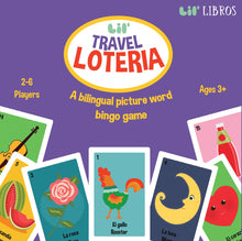 Load image into Gallery viewer, Lil’ Travel Loteria: A Bilingual Picture Word Bingo Game