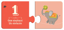 Load image into Gallery viewer, Un Elefante Puzzle Duo 20 Piece: A Bilingual Counting Puzzle Duo