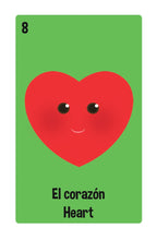 Load image into Gallery viewer, Lil’ Travel Loteria: A Bilingual Picture Word Bingo Game