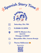 Load image into Gallery viewer, 🎃 (10/11/25 @ 11:30PM) Los Amigos Books Spanish Story Time with Mrs. Ivonne 🎃
