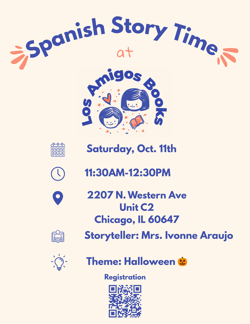 🎃 (10/11/25 @ 11:30PM) Los Amigos Books Spanish Story Time with Mrs. Ivonne 🎃