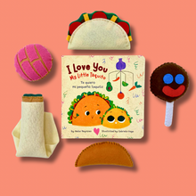 Load image into Gallery viewer, Felt Mexican Food Gift Set + Bilingual Book / Juego de Regalo de Comidas Mexicanas de Fieltro + Libro Bilingüe
