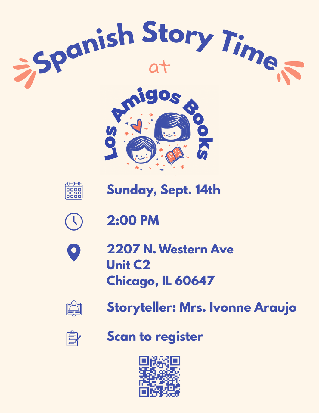 (09/14/25 @ 2:00PM) Los Amigos Books Spanish Story Time with Mrs. Ivonne Araujo