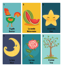 Load image into Gallery viewer, Lil’ Travel Loteria: A Bilingual Picture Word Bingo Game
