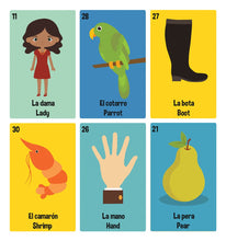 Load image into Gallery viewer, Lil’ Travel Loteria: A Bilingual Picture Word Bingo Game
