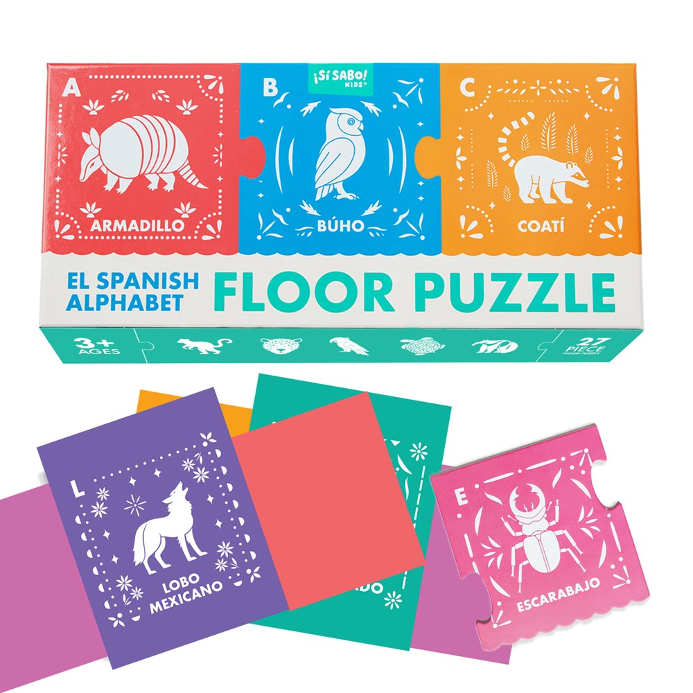 El Spanish Alphabet Jumbo Floor Puzzle: Papel-Picado Inspired 27-Piece ABC Jigsaw Puzzle