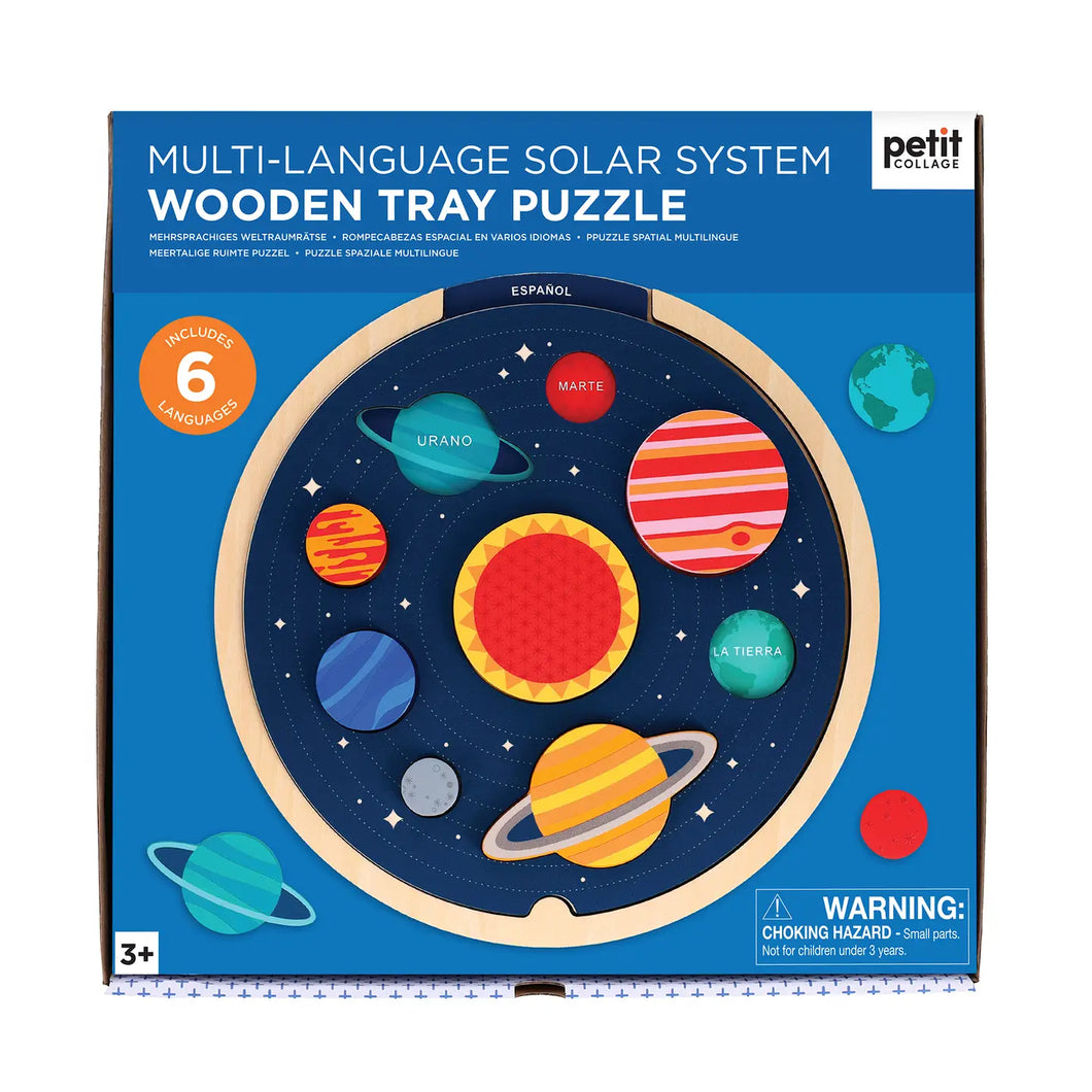 Multi-Language Solar System Wooden Tray Puzzle
